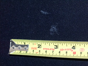 Picture of blotch defect on RomaPhoto DMKFoto black velvet-like (velour-like) backdrop for Peter Free review of that photography background.